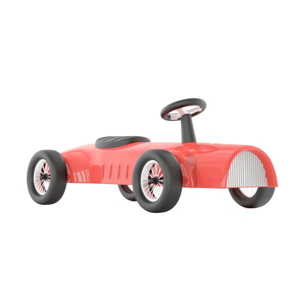 istock 3D rendering of a red car toy on a white background 1914576199