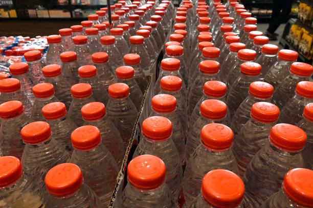 istock red mineral water bottle caps lined up 1914584457