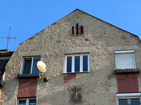 Facade of an old apartment building in the city