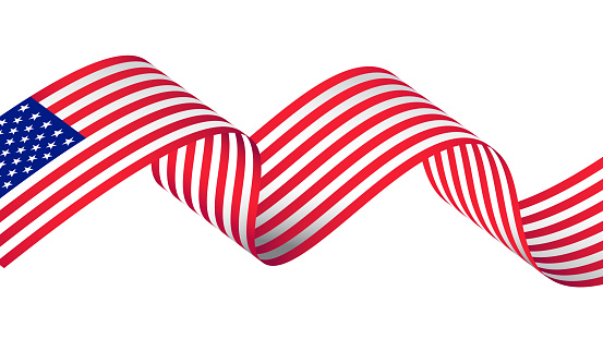United States Flag Ribbon. American Flag Header Long Banner.