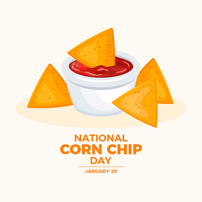 Nachos corn chips with red salsa sauce icon vector. Salty snacks tortilla chips drawing. January 29 every year. Important day