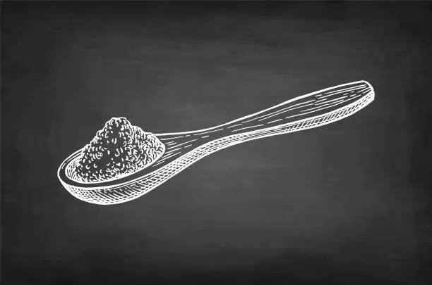 Vector illustration of Spoonful of nutmeg powder.