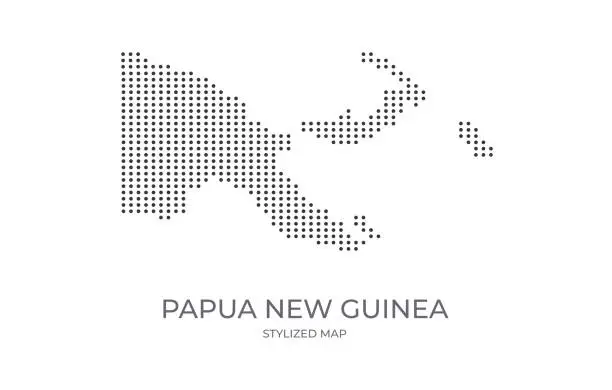 Vector illustration of Dotted map of New Guinea in stylized style.