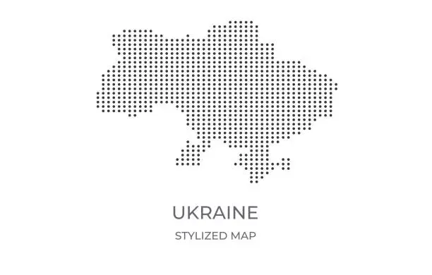 Vector illustration of Dotted map of Ukraine in stylized style.