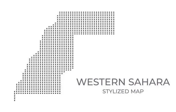 Vector illustration of Dotted map of Western Sahara in stylized style.