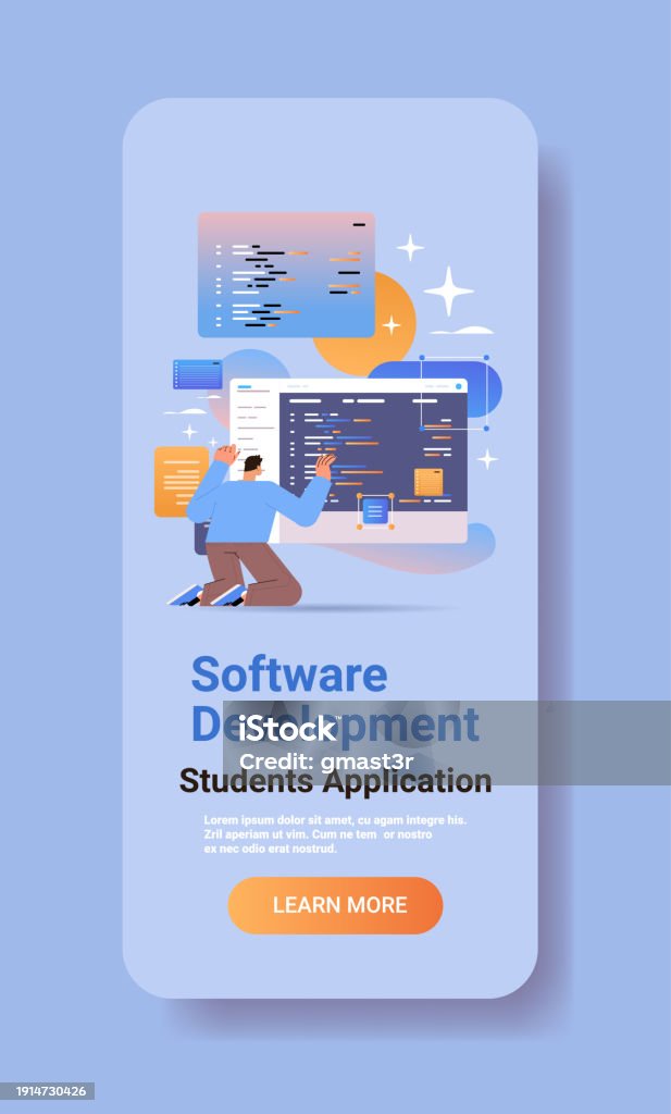 Web Developer Creating Program Code Development Of Software And ...