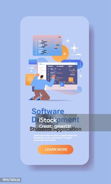 Web Developer Creating Program Code Development Of Software And ...