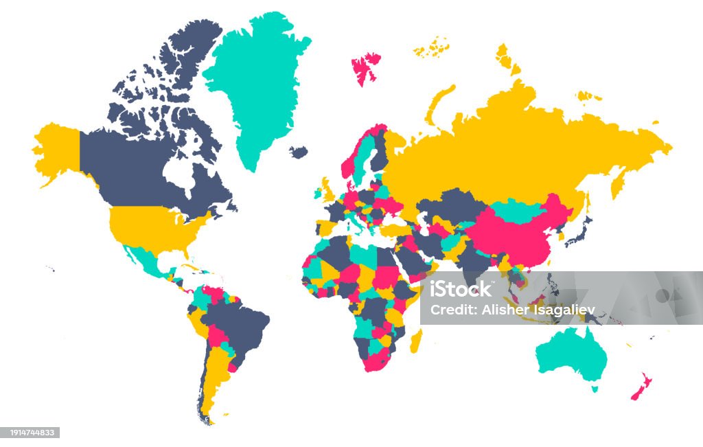 All Countries Graphics Stylized World Map With All Countries Stock Illustration - Download ...
