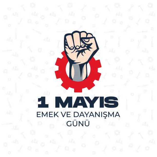 Vector illustration of 1 Mayıs Emek ve Dayanışma Günü (1th Internationl May Labor Day) typography emblem