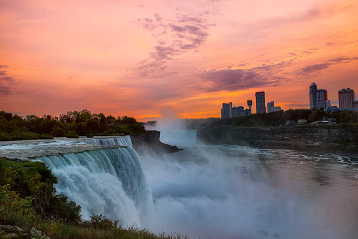 Niagara Falls at sunset.