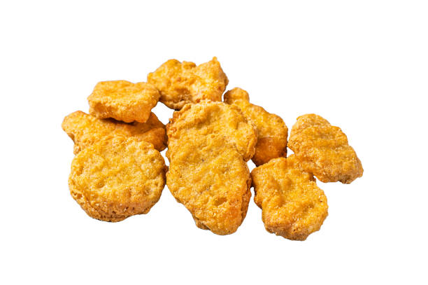 istock Fried crispy chicken nuggets Isolated on white background, top view. 1914808113