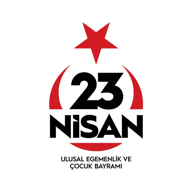 Vector illustration of 23 Nisan Ulusal Egemenlik ve Çocuk Bayramı translation:April 23 National Sovereignty and Children's Day