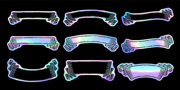 Label Set With Horizontal Hologram Sticker Design Stock Illustration ...