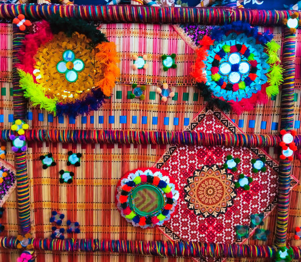 istock Colorful ceiling design room interior decoration traditional art craft ceilingview Sindhi Pakistani cultural art roofinterior details Sindh conception plafond, diseno techo, projeto deteto, image photo 1914824442