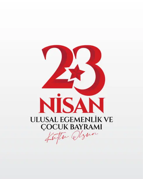 Vector illustration of 23 Nisan Ulusal Egemenlik ve Çocuk Bayramı translation:April 23 National Sovereignty and Children's Day