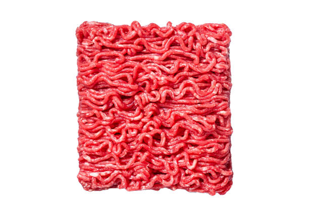 istock Raw Mince Ground meat  Isolated on white background, top view. 1914856638
