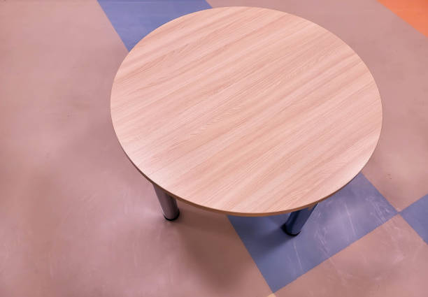 istock Beautiful round table in peach color color 1914874461