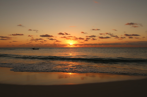 Beautiful sunrise at the beach in Playa del Carmen, Mexico 2022