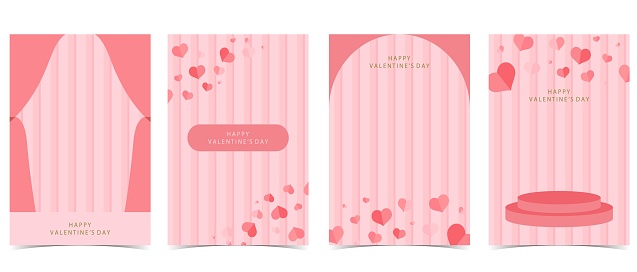heart background for valentine's day with curtain,room.Editable vector illustration for postcard,banner