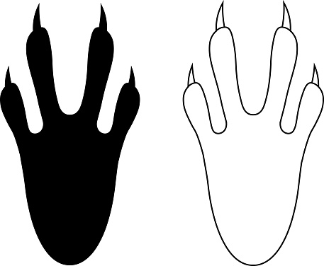 outline silhouette Crocodile Footprint icon set