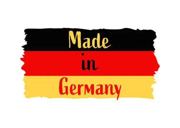 Vector illustration of Made in Germany - grunge style vector illustration. Flag of Germany and text isolated on white background