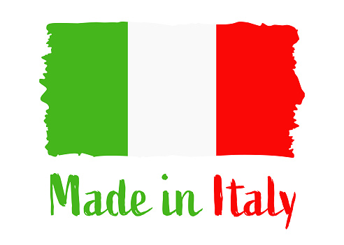 Made in Italy - grunge style vector illustration. Flag of Italy and text isolated on white background