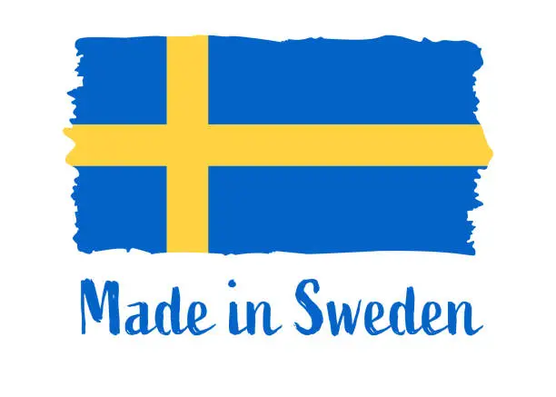 Vector illustration of Made in Sweden - grunge style vector illustration. Flag of Sweden and text isolated on white background