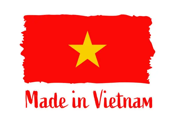 Vector illustration of Made in Vietnam - grunge style vector illustration. Flag of Vietnam and text isolated on white background