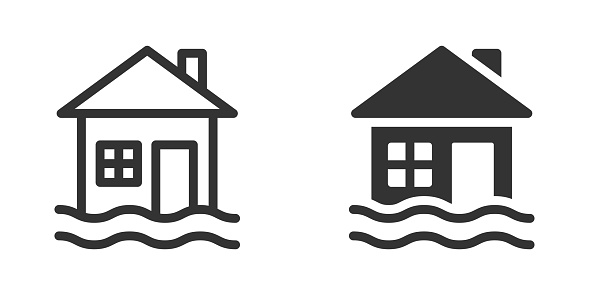 Flooded home icon. Vector illustration