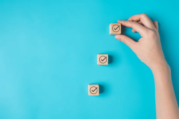istock Correct checklist icon for successful target goal business management, Business strategy planning management, Business process and workflow development, Survey and quality control assessment 1914947536
