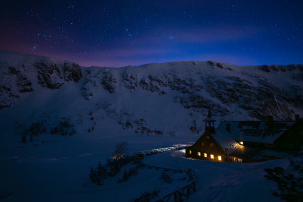 istock Giant mountains during winter night in Poland 1914956885