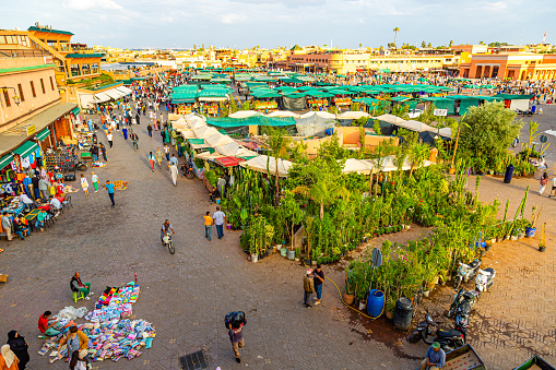 Marrakech,Morocco 17 May 2023: Jamaa el Fna square from above
