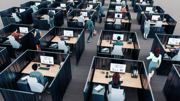 istock The New Office Landscape With Cubicle Setup And People Working 1915031401