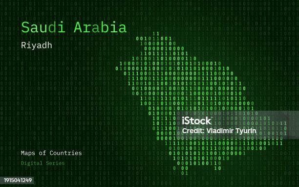 Saudi Arabia Gold Map Shown In Binary Code Pattern Matrix Numbers Zero ...