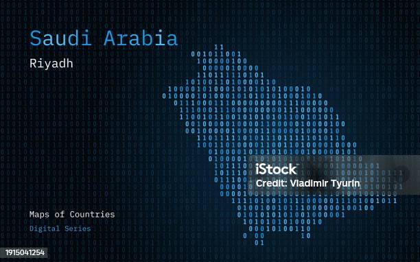 Header Code Saudi Saudi Arabia Blue Map Shown In Binary Code Pattern Matrix Numbers Zero ...