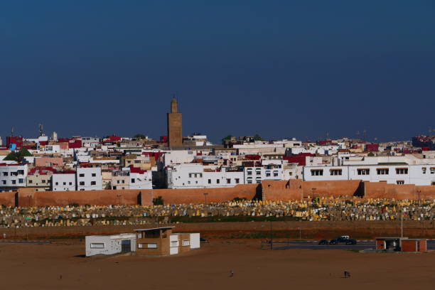 the city of salé, seen from the oudaïa casbah, rabat, morocco - salé city imagens e fotografias de stock