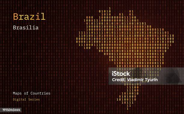 Brazil Gold Map Shown In Binary Code Pattern Tsmc Matrix Numbers Zero ...