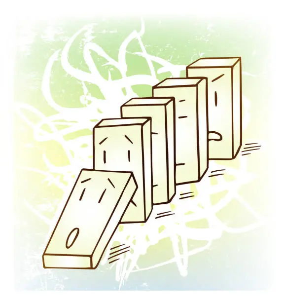 Vector illustration of falling dominoes