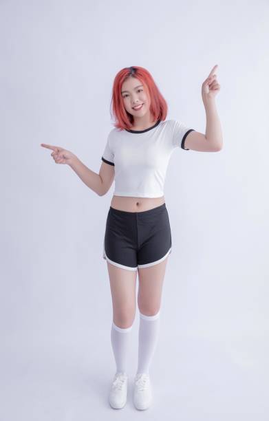 Cheerleader in white and black outfit