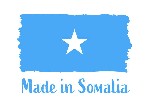 сделано в сомали - векторная иллюстрация в стиле гранж. флаг сомали и текст изолированы на белом фоне - somalia flag isolated on white grunge stock illustrations