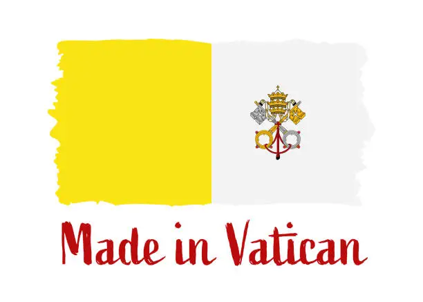 Vector illustration of Made in Vatican - grunge style vector illustration. Flag of Vatican and text isolated on white background