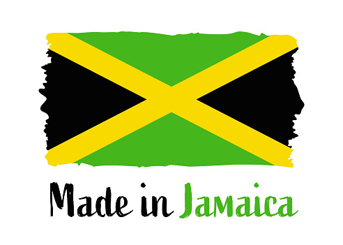 Made in Jamaica - grunge style vector illustration. Flag of Jamaica and text isolated on white background