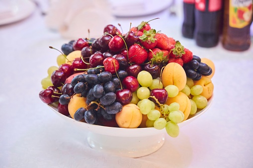 Fruits with a beautiful presentation on the festive table.