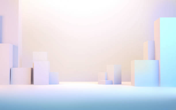 istock New Generation Abstract Empty Building Structure with Soft Light Blue and Yellow Color 1915116276
