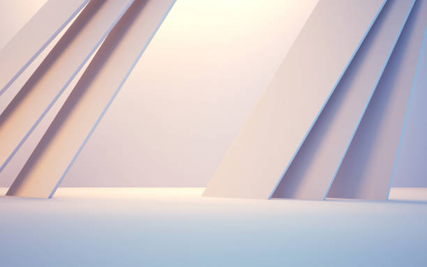 New Generation Abstract Empty Building Structure with Soft Light Blue and Yellow Color