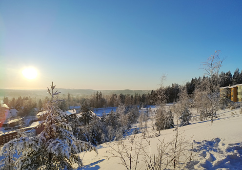 Winter landscape. Lahti District Männistönrinne Finland