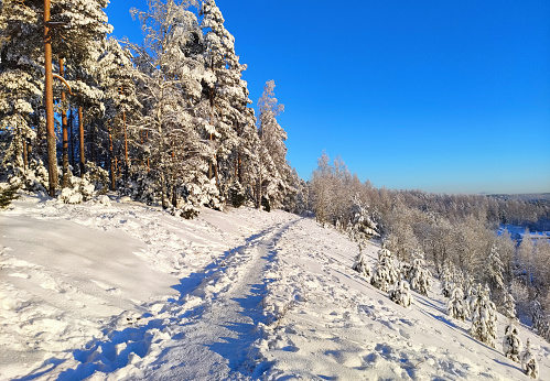 Winter landscape. Lahti District Männistönrinne Finland