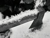 Wooden axe - black and white picture