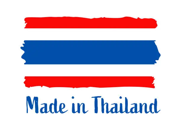 Vector illustration of Made in Thailand - grunge style vector illustration. Flag of Thailand and text isolated on white background