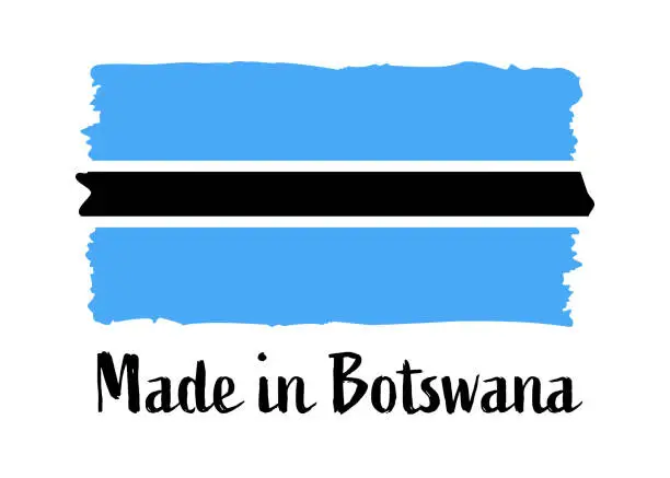 Vector illustration of Made in Botswana - grunge style vector illustration. Flag of Botswana and text isolated on white background